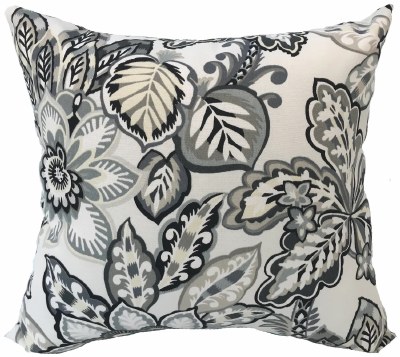 16" Sq Black and White Floral Decorative Pillow