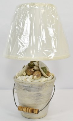 18" Beige Shell Bucket Table Lamp
