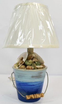 18" Bahama Blue Shell Bucket Table Lamp