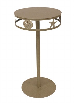 12" Round Beige Shell Band End Table