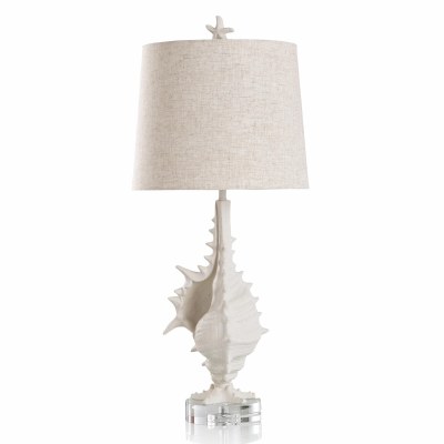34" Distressed White Whelk Shell Table Lamp