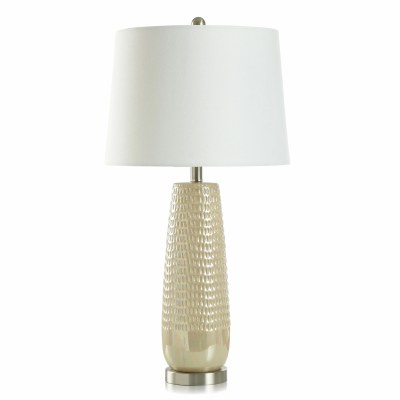 29" Iridescent and White Textured Ceramic Table Lamp