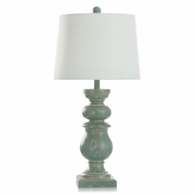 30" Distressed Blue Column Table Lamp