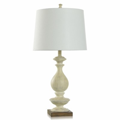 31" Distressed White Curves Column Table Lamp