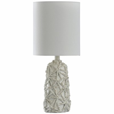 21" Distressed White Starfish Carved Table Lamp