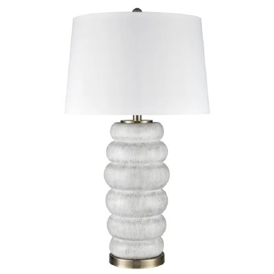 31" Distressed White Bumps Table Lamp