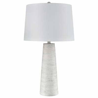 32" Distressed White Cone Table Lamp