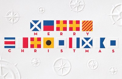 Box of 16 5" x 8" Nautical Flags Christmas Cards