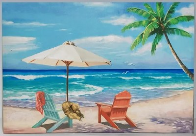 24" x 36" Two Adirondack Chairs on the Beach Canvas