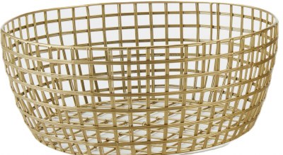 12" Round Gold Metal Grid Basket