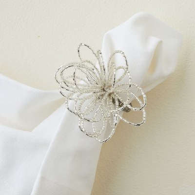 Silver Beaded Bow Napkin Ring