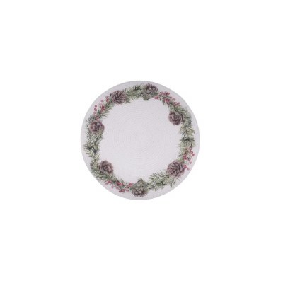 15" Round Pine Wreath White Placemat
