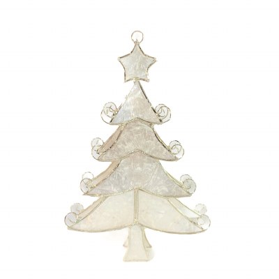 6" 3D Natural Capiz Shell Christmas Tree Ornament