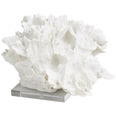 10" White Faux Coral on a Clear Base