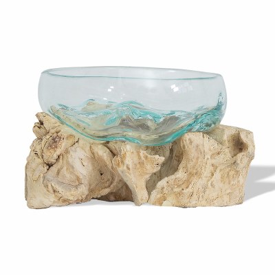 8" Bleached Root Coastal Glass Bowl