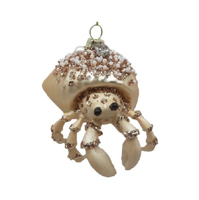 Light Gold Hermit Crab Coastal Glass Ornament