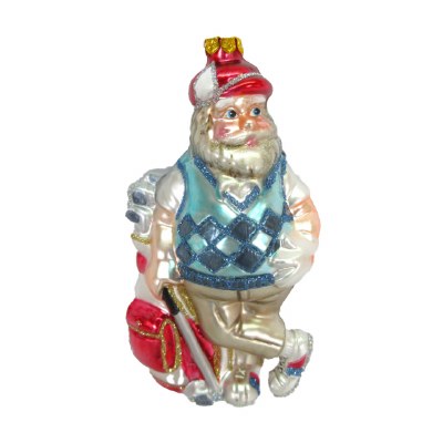Multicolored Santa Gofing Glass Ornament