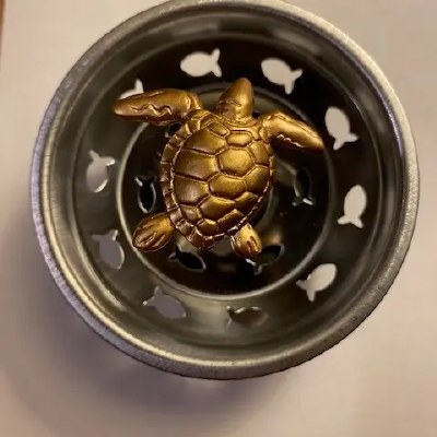 3" Round Gold Sea Turtle Sink Strainer