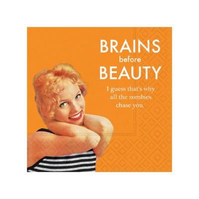 "Brains Before Beauty" Beverage Napkins