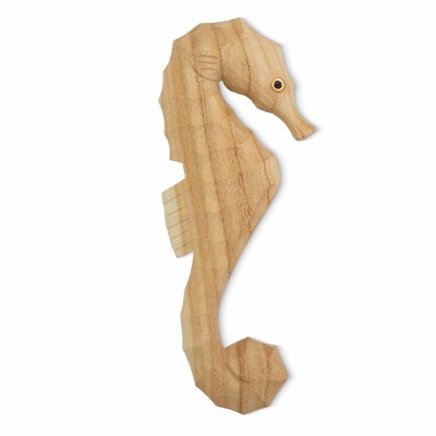 14" Bleached Wood Sea Horse Facing Right Coastal Wall Art Plaque