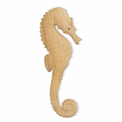 26" Bleached Wood Seahorse With Head Down Coastal Wall Art Plaque
