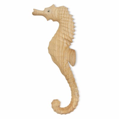 26" Bleached Wood Seahorse With Head Up Coastal Wall Art Plaque