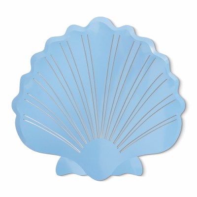 27" Blue Scallop Shell Coastal Metal Wall Art Plaque