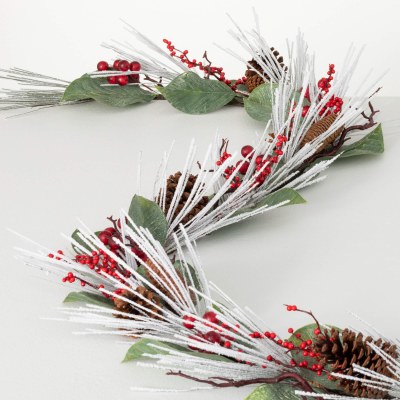 6.3' Faux Red Berry and White Pine Garland