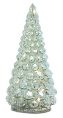 7" LED Green Glass Tree