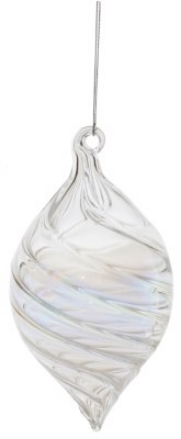 6" Clear Swirl Glass Diamond Shape Ornament