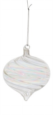 5" Clear Swirl Glass Onion Shape Ornament