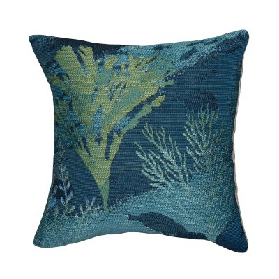 18" Sq Lapis Coral Garden Decorative Indoor/Outdoor Pillow