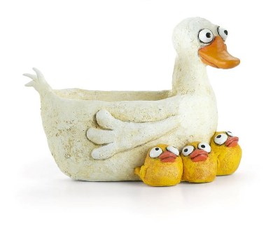 6" Clementine the Duck With Ducklings Planter