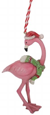 5" Christmas Flamingo Wearing a Scarf Ornament