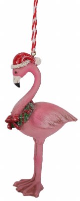 5" Christmas Flamingo Wearing a Wreath Ornament