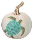 5" Sea Turtle on a White Pumpkin