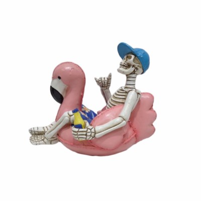 5" Skeleton Sitting in a Flamingo Floaty