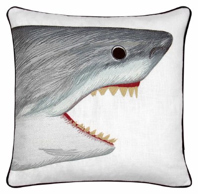 16" Sq Great White Shark Face Decorative Pillow