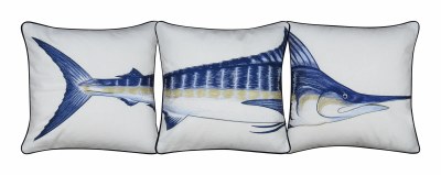 Set of Three 16" Decorative Blue Marlin Pillows