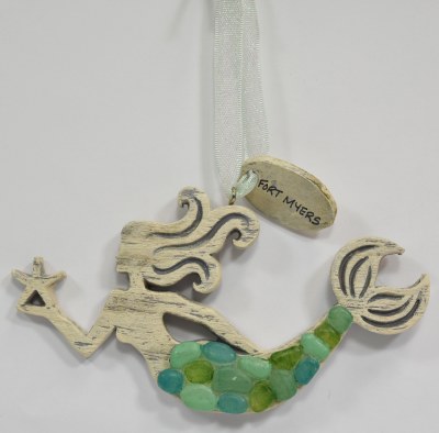 3" Fort Myers Wood Mermaid Ornament