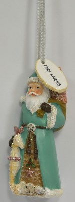 5" Fort Myers Polyresin Santa With a Seahorse Ornament