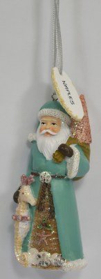 5" Naples Polyresin Santa With a Seahorse Ornament