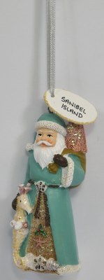 5" Sanibel Island Polyresin Santa With a Seahorse Ornament