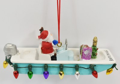Bonita Springs Santa Driving a Boat Polyresin Ornament