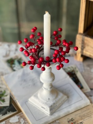 2" Opening Faux Red Berry Candle Ring