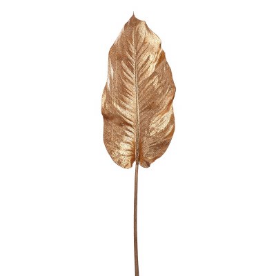 39" Faux Champagne and Gold Large Tropical Leaf