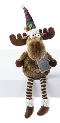 11" Gray Scarf Moose Plush