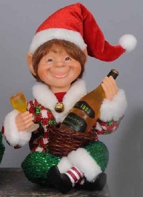 9" Elf Holding a Basket of Wine