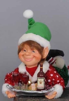 9" Elf Holding a Wine and Cheese Tray