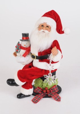 10" Santa Sitting on a Black Top Hat